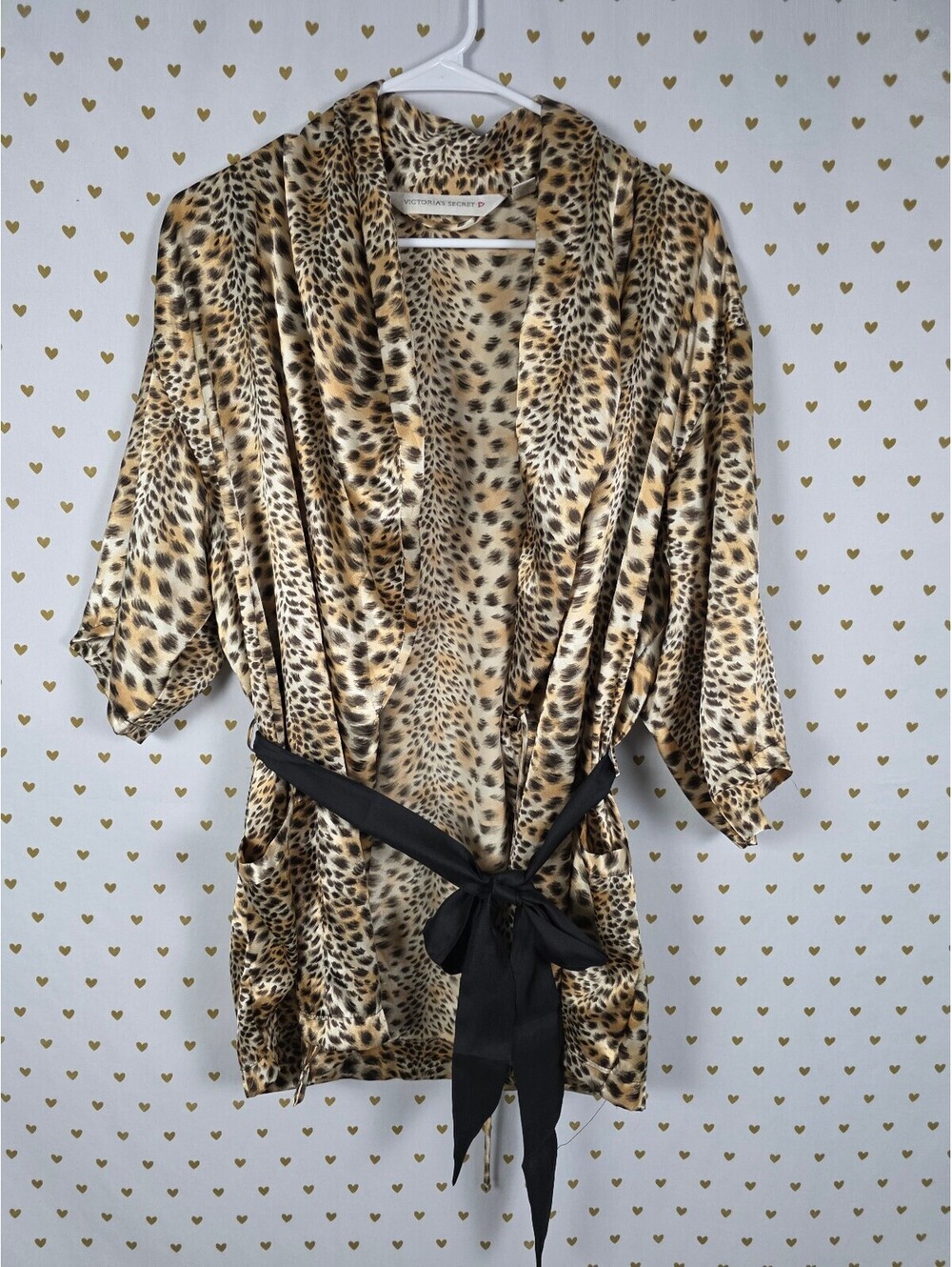 Victorias Secret Satin Silky Robe Animal Print Cheetah XS S Heart Label Vintage